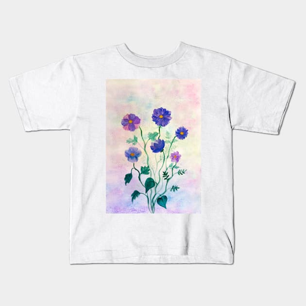 Botanical Flower composition in watercolor Kids T-Shirt by redwitchart